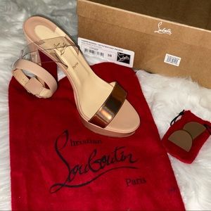 Left Christian Louboutin Patent & Ankle-strap heel